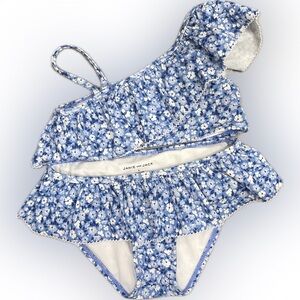 Janie and Jack Girls Floral Blue Bathing Suit